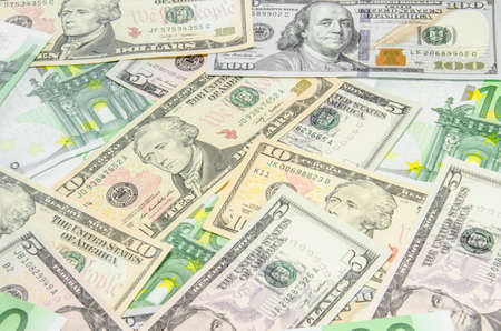 Two leading hard currencies - US Dollar and Euroの写真素材