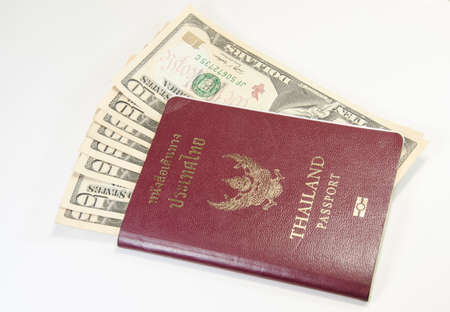passport with bank notesの写真素材