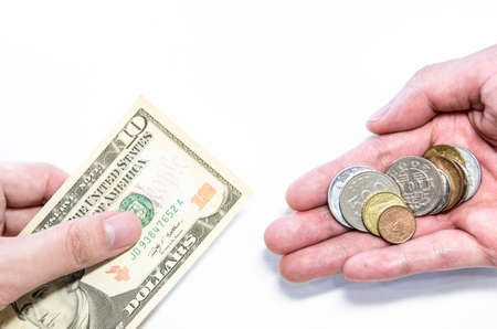 hands giving moneyの写真素材
