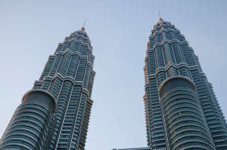 KUALA LUMPUR, MALAYSIA -MAY 11: Petronas Twin Towers at day on May 11, 2014 in Kuala Lumpur. Petronas Twin Towers were the tallest buildings (452 m) in the world from 1998 to 2004のeditorial素材