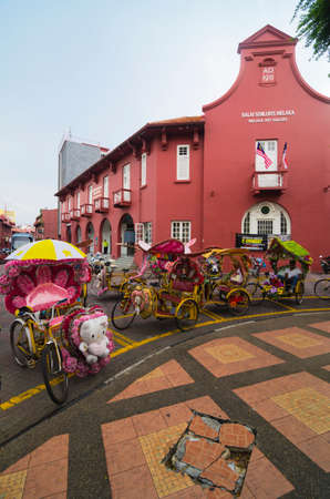 MALACCA, MALAYSIA - MAY 11: Decorative trishaw at Malacca city on May 11, 2014 in Malacca, Malaysia. Malacca has been listed as a UNESCO World Heritage Site since 7 July 2008.のeditorial素材