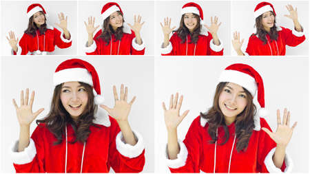 Collage of Asian Santa Claus femaleの写真素材