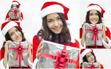 Collage of Asian Santa Claus femaleの写真素材