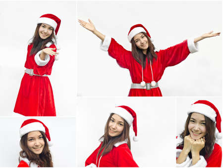 Collage of Asian Santa Claus femaleの写真素材