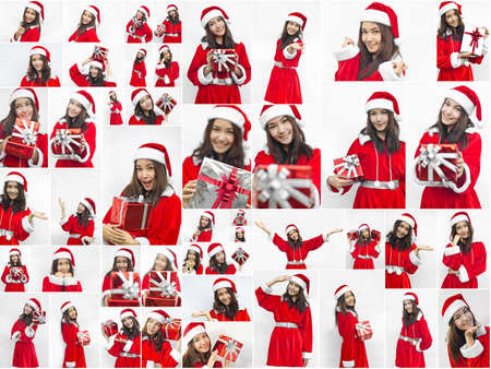 Collage of Asian Santa Claus femaleの写真素材
