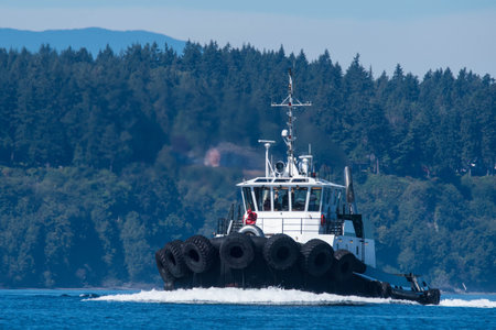 ug Transiting Puget Sound, Washington, on way to Seattleの写真素材