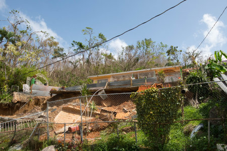 Many roads were destroyed by Hurricane Maria in September, 2017 and by the resulting flooding and...