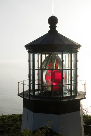Iconic lighthouse on Cape Meares on Oregon's Pacific Coastの写真素材