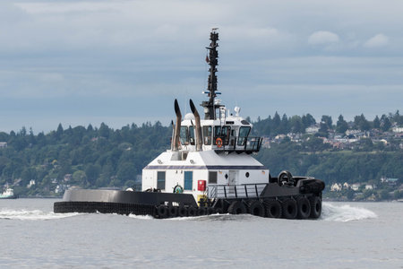 Photographed from the water on cloudy day.  Soft shadows and flat lighting.