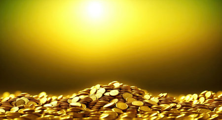 Mounds of Gold Coins Digital Illustrationの素材