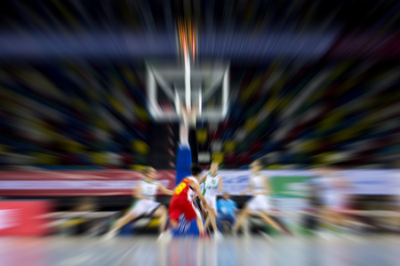 absract zoom in moving basketball gameの写真素材