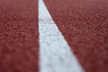running track rubber standard red color and white line