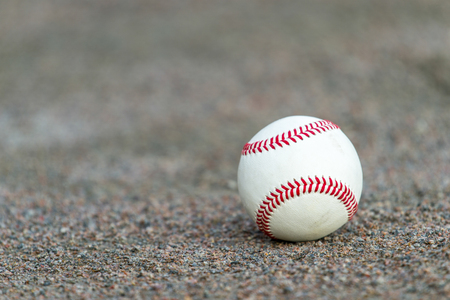 one baseball on infield of sport fieldの写真素材