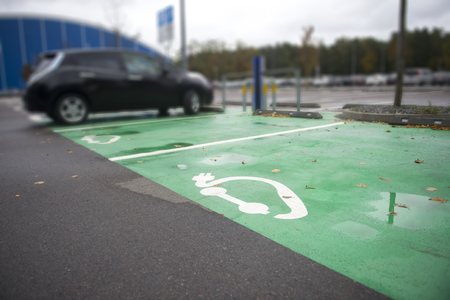 Parking symbol for electric cars being chargedの写真素材
