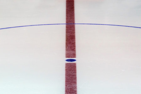 Fragment of ice hockey rink with a central circle. Concept, hockey