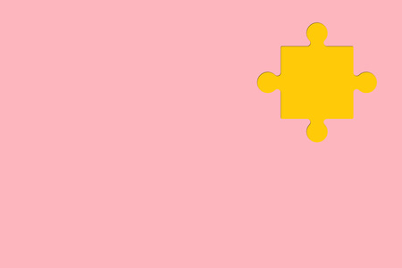Yellow Puzzle piece on pink background as symbol of autismの写真素材