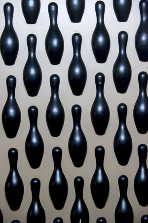 bowling pins isolated on a white background.の写真素材