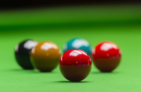snooker ball on the green snooker table at snooker clubの写真素材
