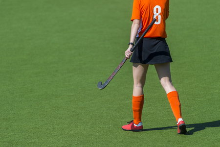 A beautiful young woman field hockey playerの写真素材