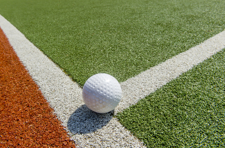 White dimple hockey ball on astro turfの写真素材