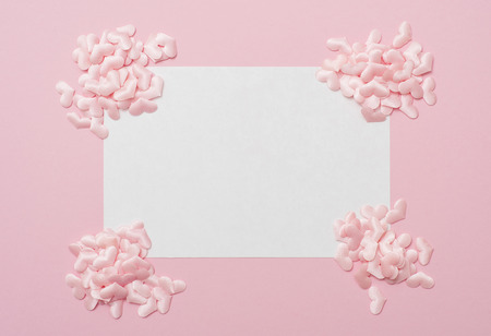Pink heart shape decoration background. Holiday conceptの写真素材