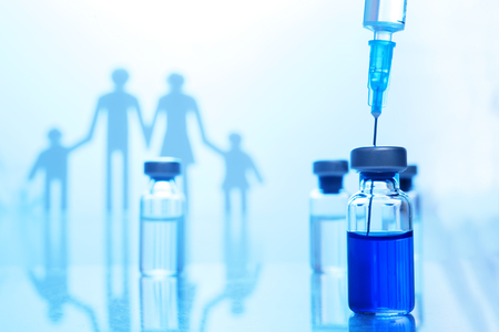 Family immunization concept. Flu vaccine for childrenの写真素材