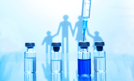 Family immunization concept. Flu vaccine for childrenの写真素材