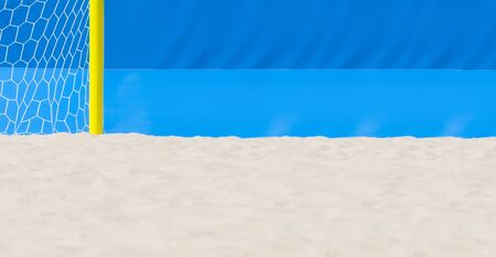 football summer sport. closeup goal net on a sandy beach outdoorの写真素材