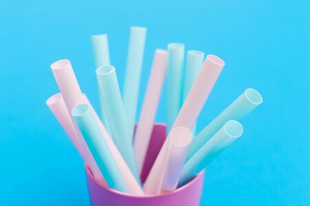 Straw Plastic Tube Color Full, Selected Focusの写真素材