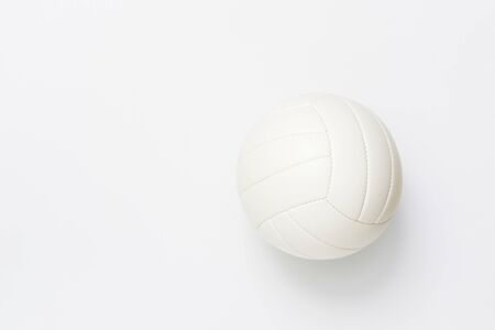 White volleyball leather ball on white background. Top view.の写真素材