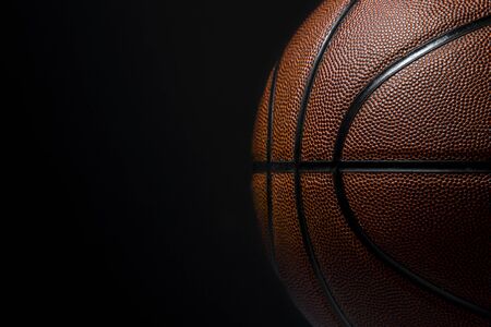 Closeup detail of basketball ball texture backgroundの写真素材