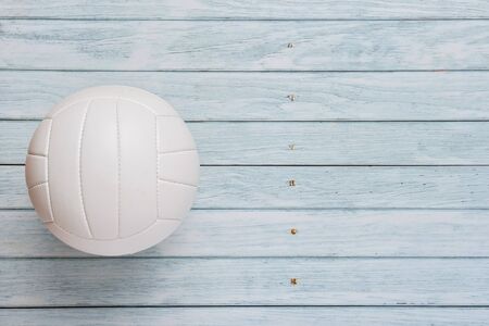 Close Up Of Volleyball Ball On Wooden Floor
の写真素材