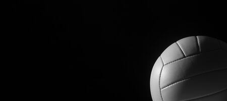 White leather volleyball detail on black backgroundの写真素材