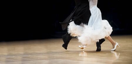 Woman and man dancer latino international dancingの写真素材