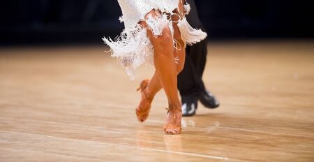 Woman and man dancer latino international dancingの写真素材