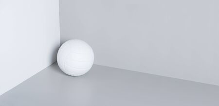 White volleyball ball isolated on white and grey background. の写真素材