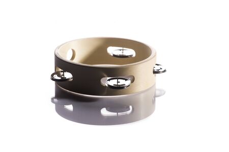 Tambourine isolated on white background. Single classical music instrument.の写真素材