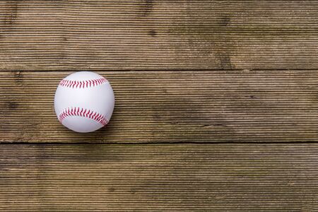 Baseball Ball On Old Wooden Table. Team sportの写真素材