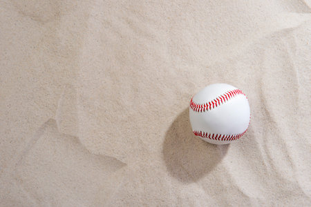 Baseball On Sand At Beach. Team sport concept