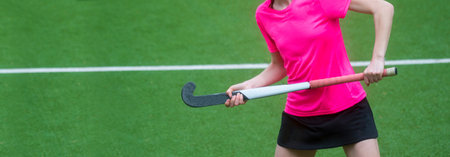 A beautiful young woman field hockey playerの写真素材