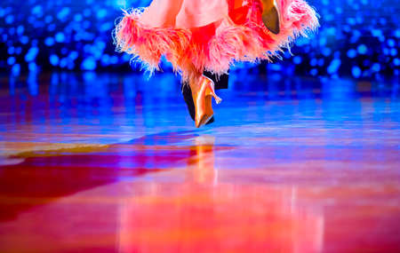 Man and woman dancer latino international dancing.  Ballroom dancing is a team sportの写真素材