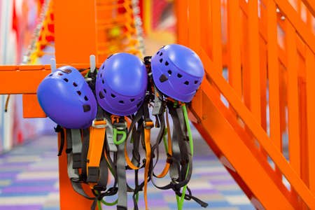 Climbing equipment hung on a hook. Game center conceptの写真素材