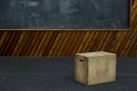 Wooden blocks at the gym. An empty sport club waiting for members to return.