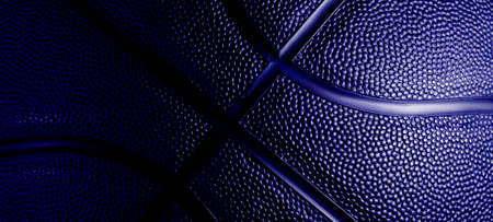 Closeup detail of blue basketball ball texture background. Team sport concept. Sports background for product display, banner, or mockupの写真素材