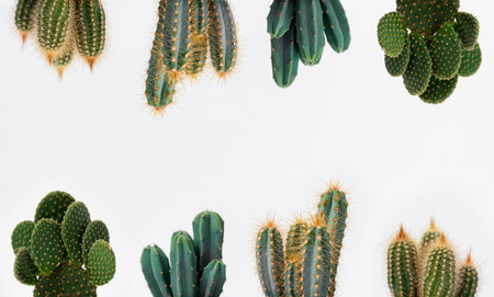 Cactus plant close up on white background