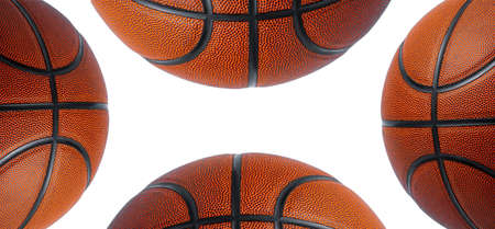 Closeup detail of basketball ball texture background. Team sport concept. Sports modern bannerの写真素材