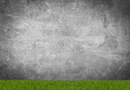 Green grass borders for decoration and covering on grey backgroundの写真素材