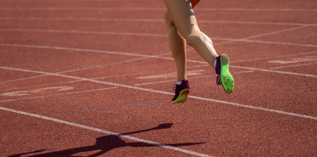 Shadow of a runner on the track. Professional sport concept. Horizontal sport poster, greeting...