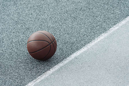 New basketball ball on new urban court. Horizontal sport poster, greeting cards, headers, website and appの写真素材
