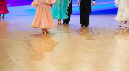 Woman and man dancer latino and standart international dancing. Horizontal sport theme poster, greeting cards, headers, website and appの写真素材